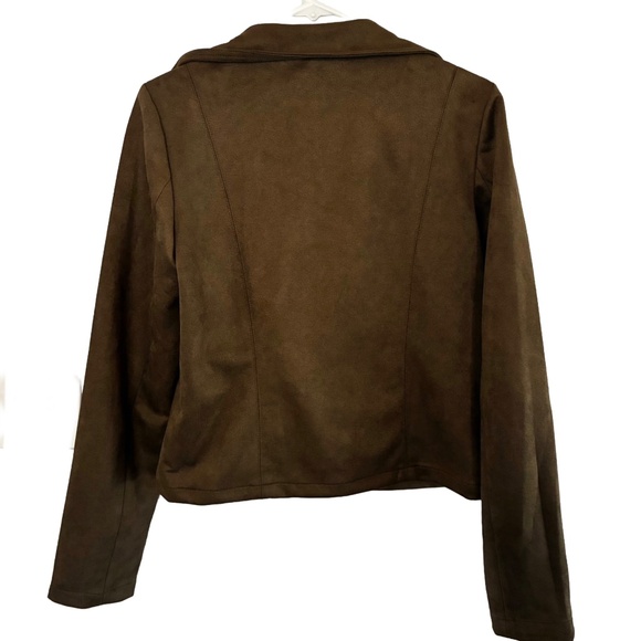 Mittoshop Faux Suede Moto Jacket Chocolate Brown S NWT | Minimalist Neutral Chic - Picture 5 of 6